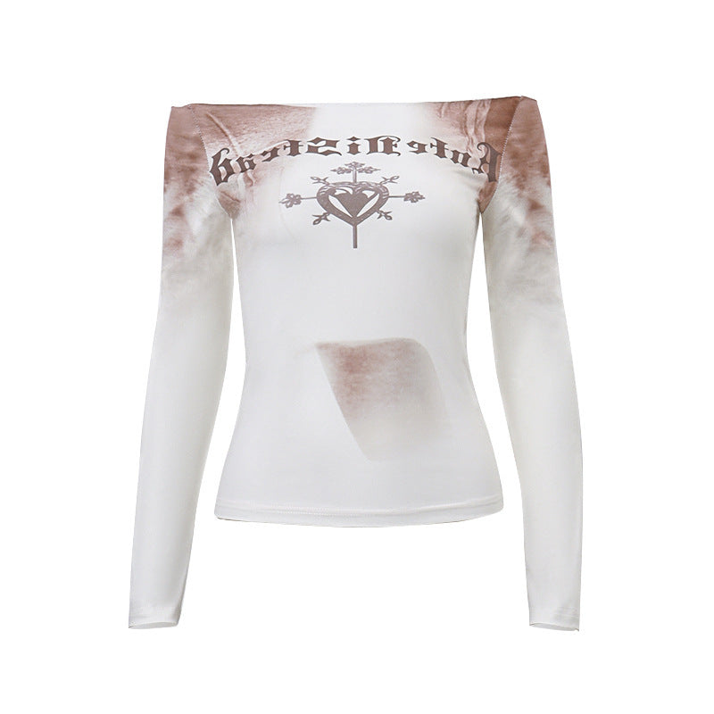 Vintage Print Slim T-shirt Top