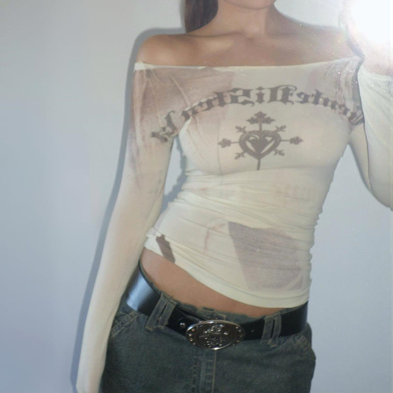 Vintage Print Slim T-shirt Top