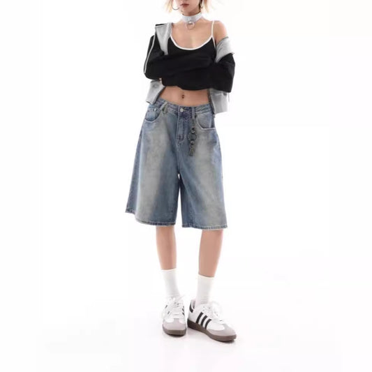 Gradient Retro Denim Shorts