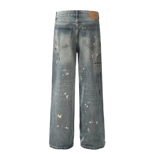 Tie-dyed Splash-ink Straight Jeans