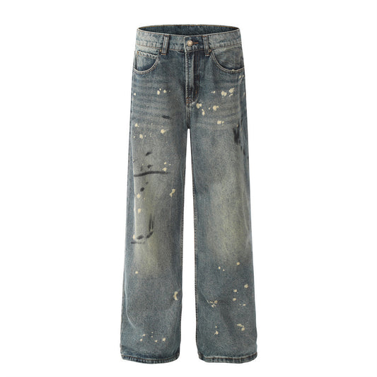 Tie-dyed Splash-ink Straight Jeans